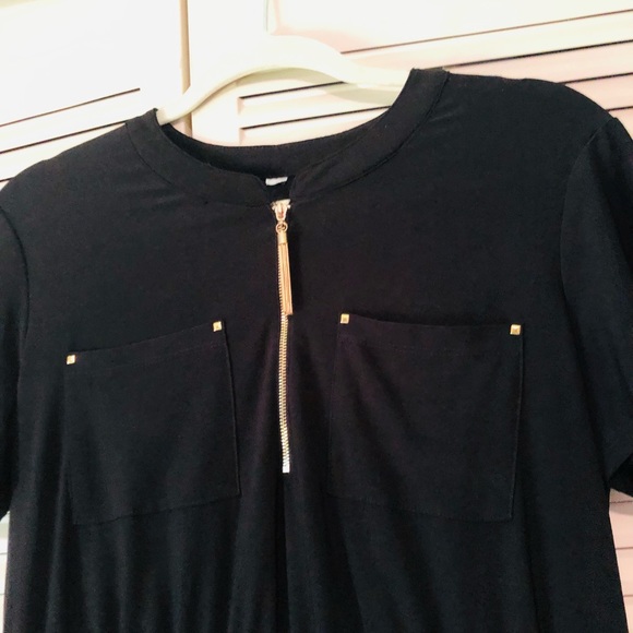 Cutest Summer Knee Length Lightweight Shirt Dress- Size Medium- Black - Picture 3 of 5